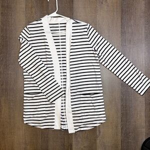 Talbots Black and White Striped Cardigan